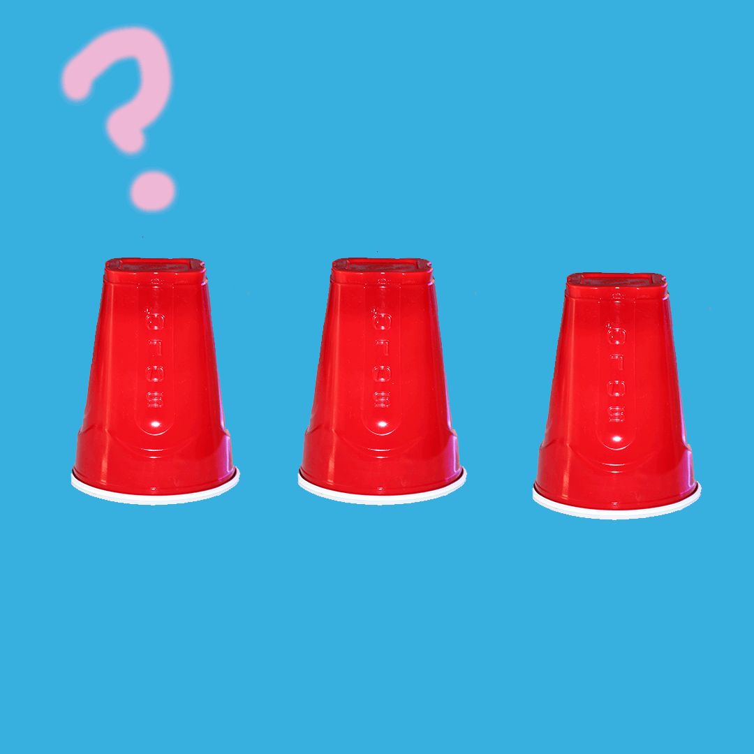 gif of question mark over cups